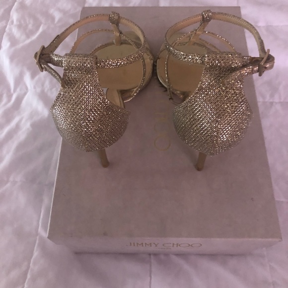 JIMMY CHOO DORY 85 35.5 LAG GOLD - Picture 6 of 12